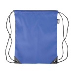 Polyester RPET rugzakje met zwarte hoeken en koorden kleur ultramarijn blauw eerste weergave