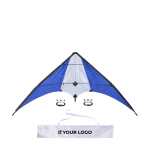 Polyester vlieger 160cm breed met twee plastic handgrepen kleur ultramarijn blauw met jouw bedrukking