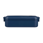 Lunchbox van plastic met kliksluiting 800ml, geschikt voor magnetron kleur blauw eerste weergave