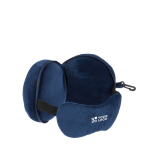 Reisset met kussen en slaapmasker van katoen en zacht polyester kleur blauw met jouw bedrukking