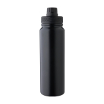 Dubbelwandige RVS drinkfles met dop die als telefoonhouder dient 800ml kleur zwart eerste weergave