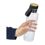 RPET-drinkfles met bamboe detail en draaglus in de dop 750ml tweede weergave