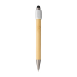 2-in-1 bamboe pen met touchfunctie en spinner blauwschrijvend kleur wit eerste weergave