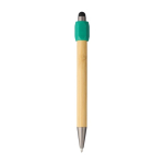 2-in-1 bamboe pen met touchfunctie en spinner blauwschrijvend kleur groen eerste weergave