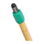2-in-1 bamboe pen met touchfunctie en spinner blauwschrijvend vierde weergave