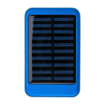 Zonne-energie powerbank van aluminium met gekleurde randen 4.000 mAh kleur blauw eerste weergave