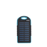 Zonne-energie powerbank met zaklamp aan de zijkant 4.000 mAh kleur blauw met jouw bedrukking