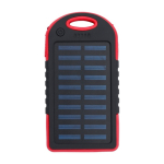 Zonne-energie powerbank met zaklamp aan de zijkant 4.000 mAh kleur rood eerste weergave
