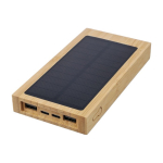 Zonne-energie powerbank van bamboe 10.000 mAh met indicatorlampje eerste weergave