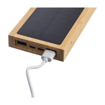 Zonne-energie powerbank van bamboe 10.000 mAh met indicatorlampje vijfde weergave