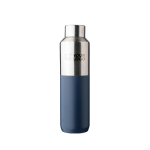 RVS gerecyclede drinkfles 600ml met zilverkleurige dop kleur blauw met jouw bedrukking