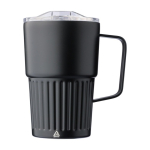 Take-away mok met handvat van gerecycled RVS 450ml kleur zwart eerste weergave