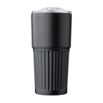 Thermosbeker van gerecycled RVS 500ml met schuifdeksel kleur zwart eerste weergave