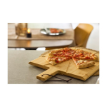 Bamboe pizzaplank met snijhulplijnen, snijder en spatel