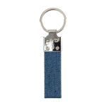 Rechthoekige sleutelhanger van zink met denim detail vierde weergave