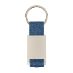 Sleutelhanger van zink met denim detail, personaliseerbaar kleur blauw eerste weergave
