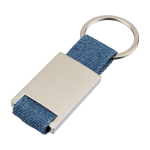 Sleutelhanger van zink met denim detail, personaliseerbaar eerste weergave