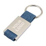 Sleutelhanger van zink met denim detail, personaliseerbaar tweede weergave