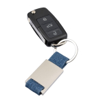 Sleutelhanger van zink met denim detail, personaliseerbaar derde weergave