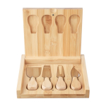 Set van 4 kaasbestekken van RVS met houten handvatten kleur bruin eerste weergave