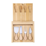 Set van 4 kaasbestekken van RVS met houten handvatten vierde weergave