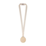 Houten medaille met katoenen koord en veiligheidssluiting vierde weergave