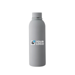 Drinkfles van gerecycled RVS met rubberen coating 500ml kleur grijs met jouw bedrukking