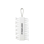 Set van 12 golftees van gerecycled plastic met metalen koord kleur wit met jouw bedrukking