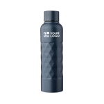 RVS drinkfles met geometrische textuur 800ml kleur blauw met jouw bedrukking