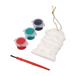 Gipsen kerstmanhanger om te schilderen met 3 acrylverfkleuren eerste weergave