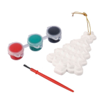Kerstboom knutselset van gips met 3 acrylverven eerste weergave