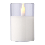 Decoratieve LED-kaars met realistisch vlameffect in glas kleur wit eerste weergave