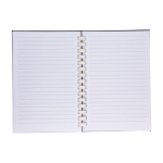 A5 notitieboek van RPET met witte spiraalbinding, gelinieerd vierde weergave