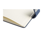 Notitieboek A5 gerecycled PU met gelinieerde pagina’s en blauwe balpen elfde weergave