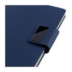 Notitieboek A5 gerecycled PU met gelinieerde pagina’s en blauwe balpen