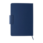 Notitieboek A5 gerecycled PU met gelinieerde pagina’s en blauwe balpen derde weergave