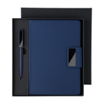 Notitieboek A5 gerecycled PU met gelinieerde pagina’s en blauwe balpen zevende weergave