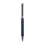 Draaibare rollerpen van messing en RPET met blauwe inkt kleur blauw eerste weergave
