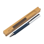 Draaibare rollerpen van messing en RPET met blauwe inkt zevende weergave