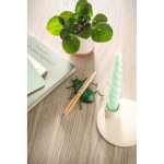 Balpen van natuurlijk bamboe met metalen clip en blauwe inkt luxe weergave