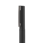 Balpen van 60% gerecycled metaal met elegante clip en blauwe inkt kleur zwart derde weergave