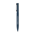 Balpen van 60% gerecycled metaal met elegante clip en blauwe inkt kleur blauw afbeelding met logo 3