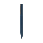 Balpen van 60% gerecycled metaal met elegante clip en blauwe inkt kleur blauw