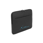 Hoogwaardige laptophoes van gerecycled polyester voor 14” laptops kleur donkergrijs afbeelding met logo