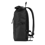 Rolltop reistas van waterdicht gerecycled polyester met laptopvak 14” kleur zwart vierde weergave