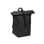 Rolltop reistas van waterdicht gerecycled polyester met laptopvak 14” kleur zwart