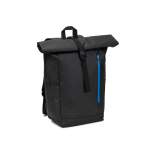 Rolltop reistas van waterdicht gerecycled polyester met laptopvak 14” kleur koningsblauw