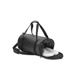 Sporttas van gerecycled polyester 600D met apart zijvak voor schoenen kleur zwart achtste weergave