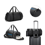 Sporttas van gerecycled polyester 600D met apart zijvak voor schoenen diverse kleuren