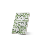 A5 eco notitieboek van gerecycled polyester met gelijnde pagina’s en pennenhouder kleur wit afbeelding met logo